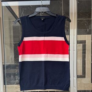 Talbots Navy and Red Striped Tank Top